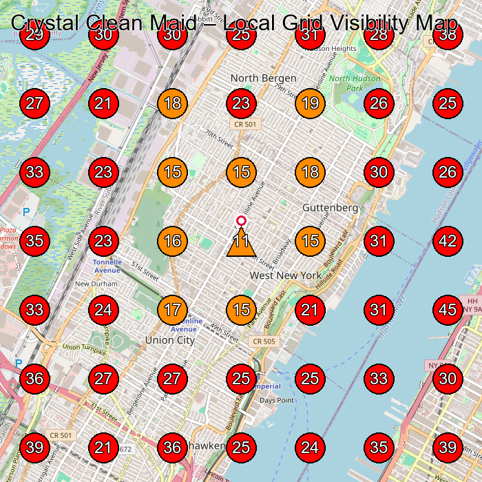 Crystal Clean Maid GeoGrid visibility map for House Cleaning Service in North Bergen